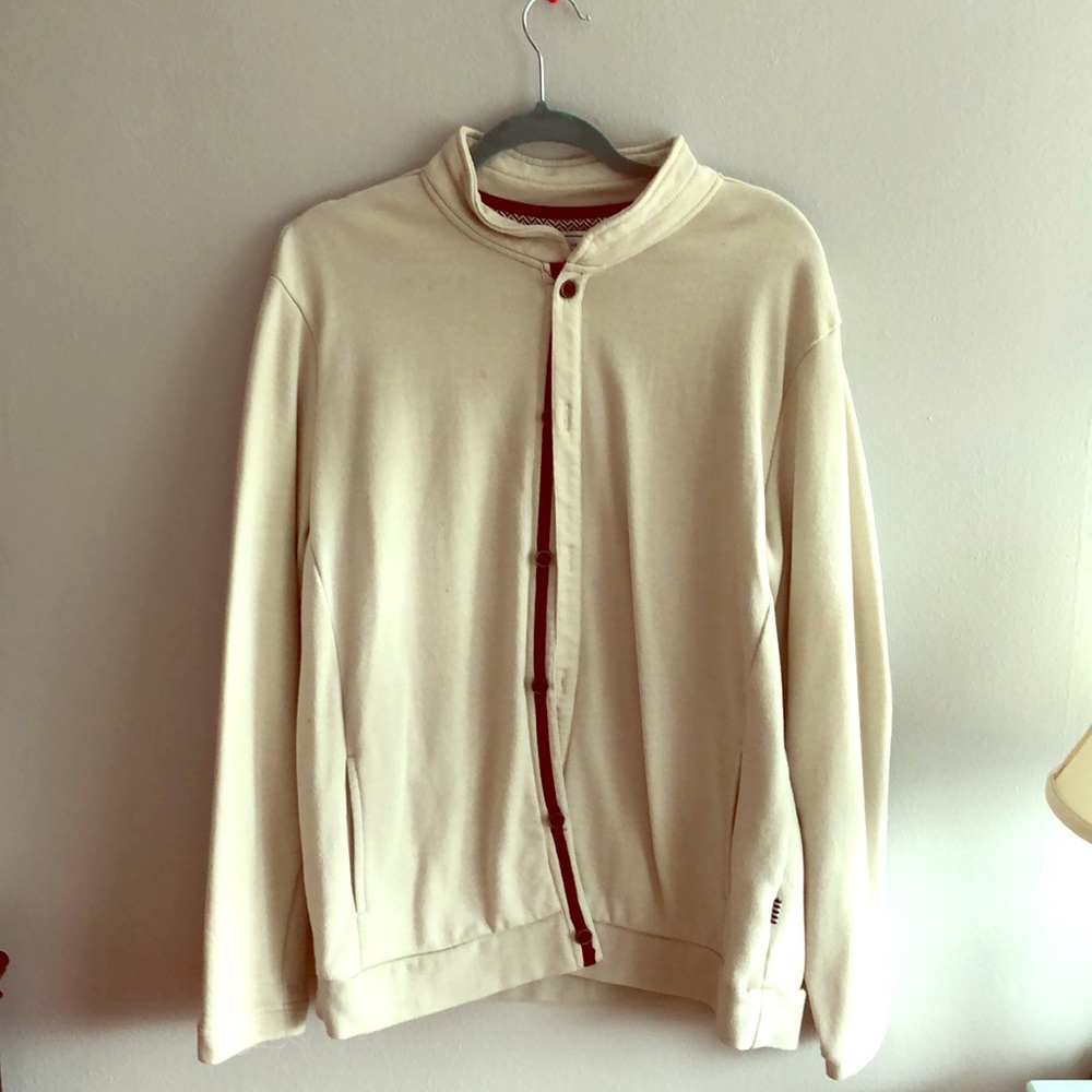 Five Four Club Mens White Button Up Cardigan